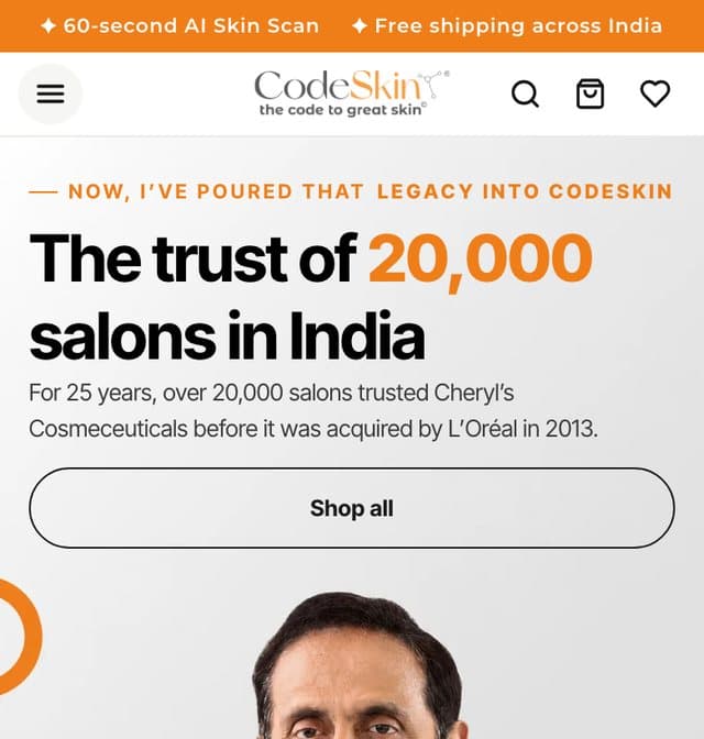 CodeSkin website on mobile